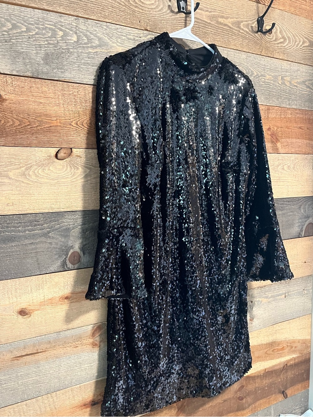 Ann Taylor Black Sequin Long Sleeve Dress